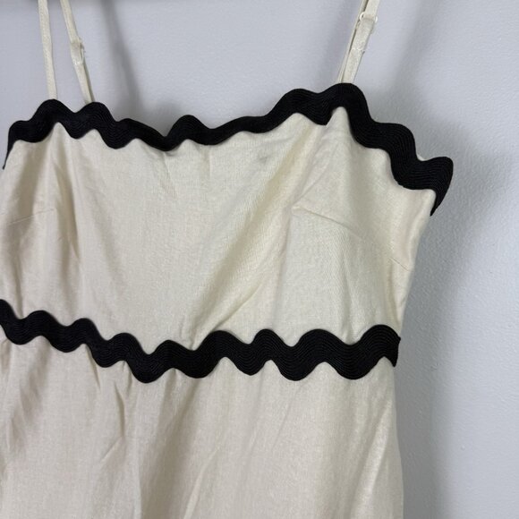 Petal & Pup Yana Maxi Dress Cream Black Cotton Tiered Trim Summer Midi Size S - Picture 5 of 12
